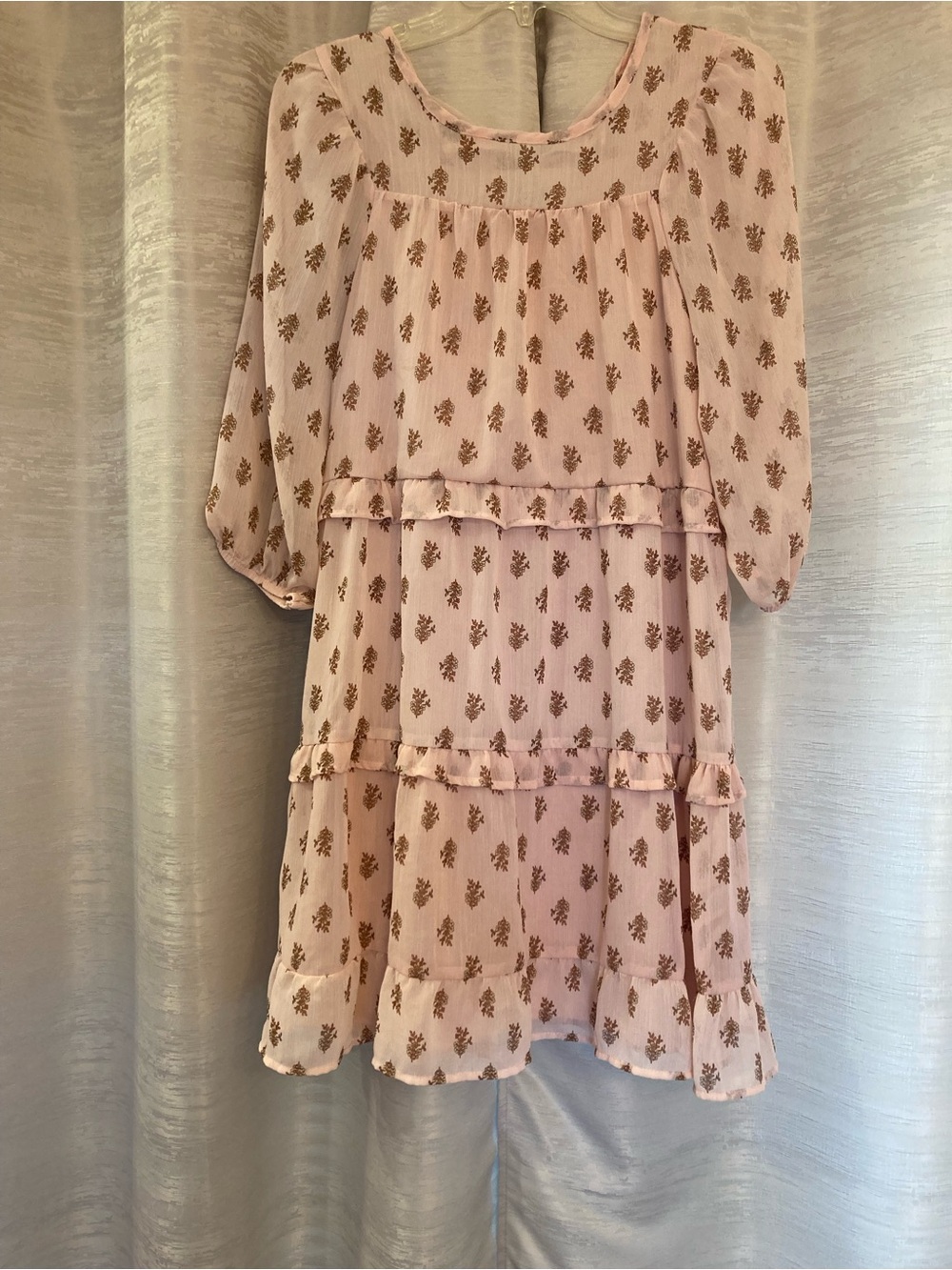 Wonder Nation Girls Pink Floral Tiered Dress size XXL (18)